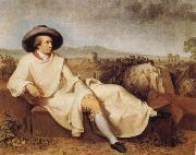 TISCHBEIN, Johann Heinrich Wilhelm Goethe in the Roman Campagna oil painting on canvas